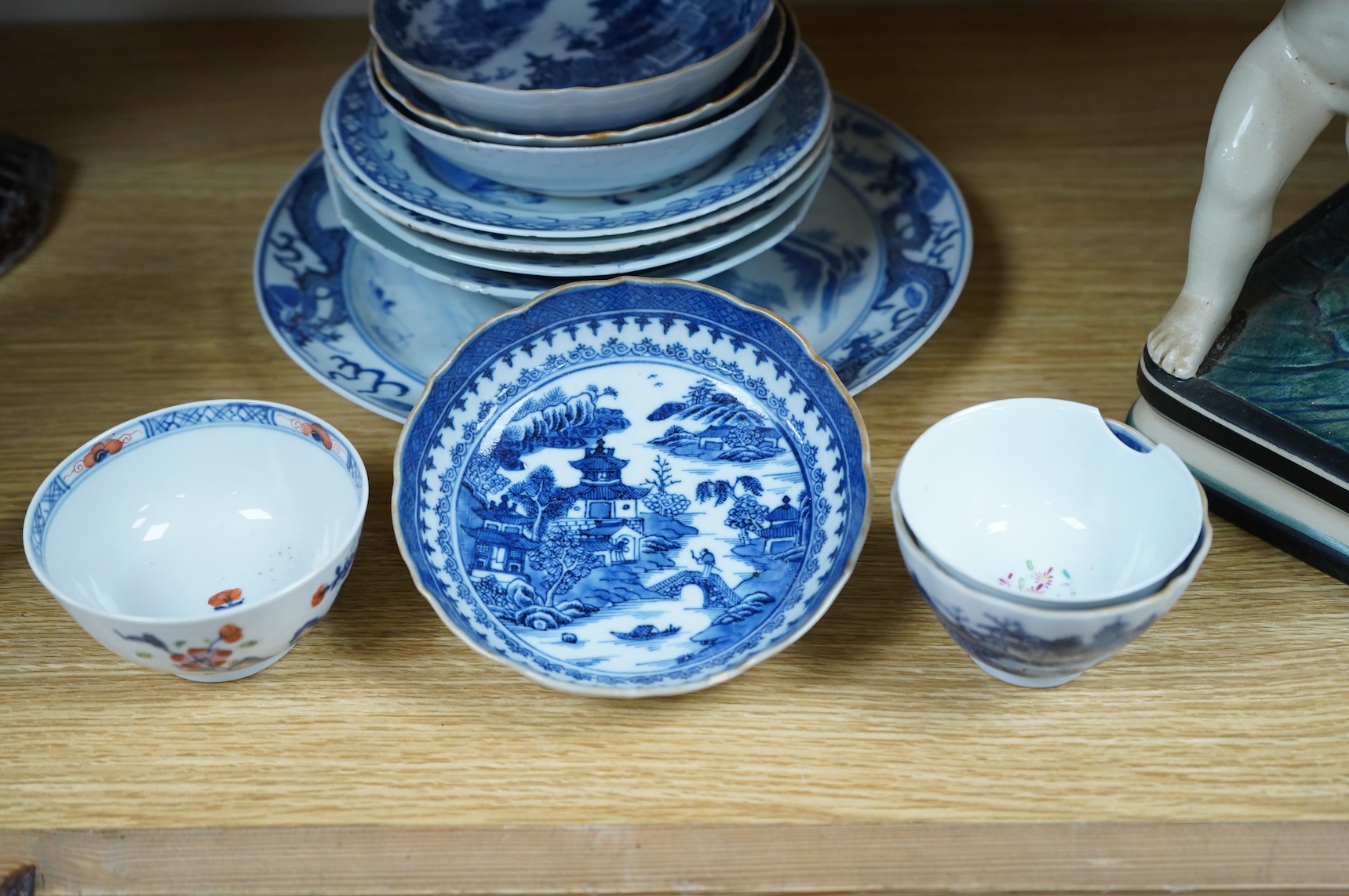 A group of 18th/19th century Chinese blue and white plates and dishes, largest 23cm in diameter